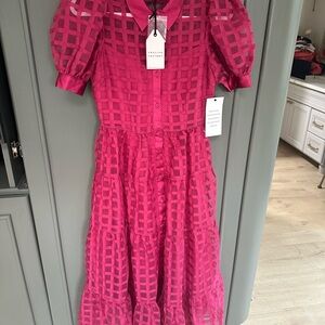 English Factory Fuchsia Checkered Dress